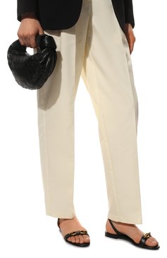 Женские кожаные сандалии maillon SAINT LAURENT черного цвета, арт. 657454/2WN00 | Фото 3 (Каблук высота: Низкий; Материал внутренний: Натуральная кожа; Подошва: Плоская)