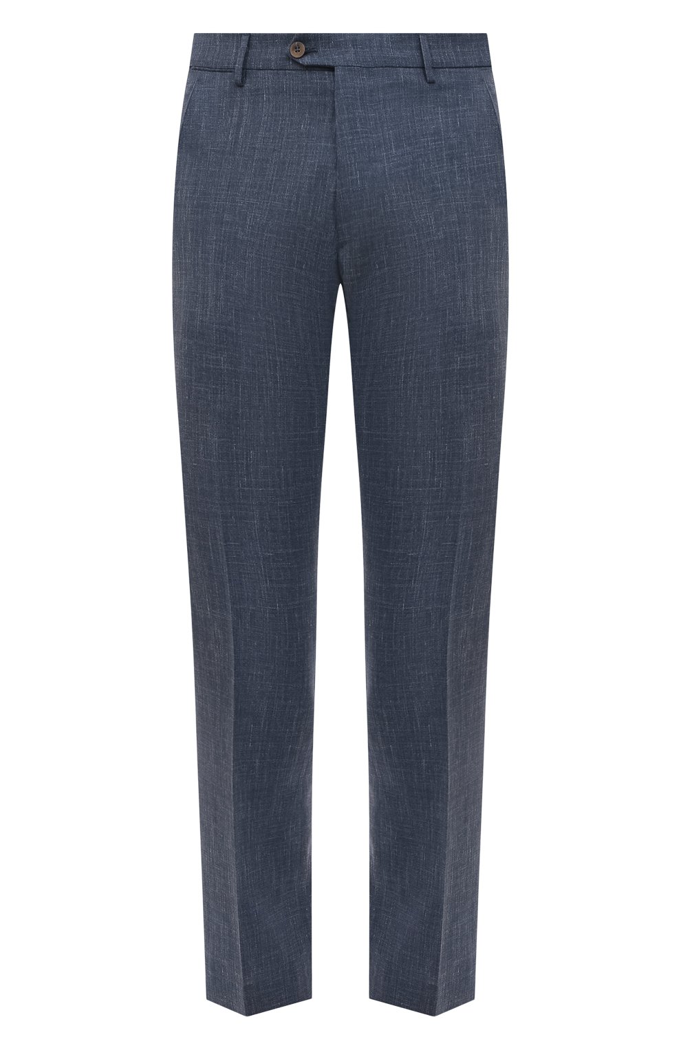 Мужские брюки из шерсти и шелка ANDREA CAMPAGNA синего цвета, арт. ZIP/1 WHITE/LP183U | Фото 1 (Материал внешний: Шерсть; Длина (брюки, джинсы): Стандартные; Случай: Повседневный; Материал подклада: Купро; Стили: Кэжуэл)