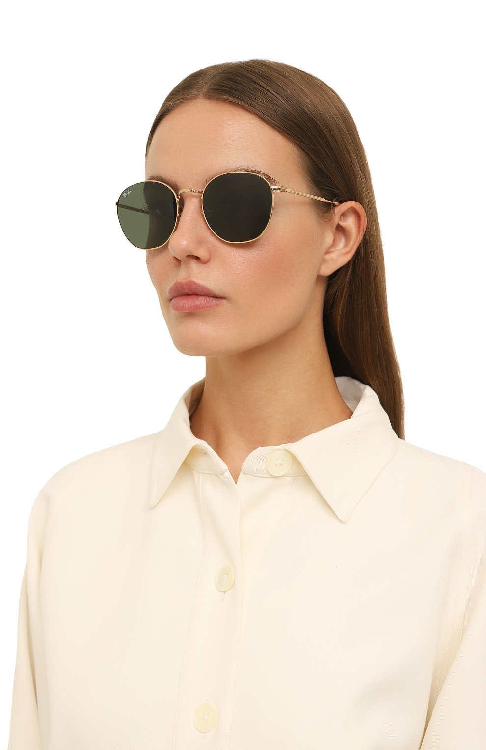 Женские солнцезащитные очки RAY-BAN зеленого цвета, арт. 3772-001/31 | Фото 2 (Кросс-КТ: С/з-унисекс; Тип очков: С/з; Очки форма: Круглые; Оптика Гендер: оптика-унисекс)