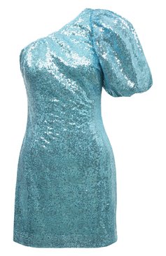 Женское платье с отделкой пайетками LIKE YANA голубого цвета, арт. L1-23/5-672-5551/1 | Фото 1 (Случай: Коктейльный; Стили: Гламурный; Длина Ж (юбки, платья, шорты): Мини; Материал внешний: Синтетический материал; Рукава: 3/4; Женское Кросс-КТ: Платье-одежда)