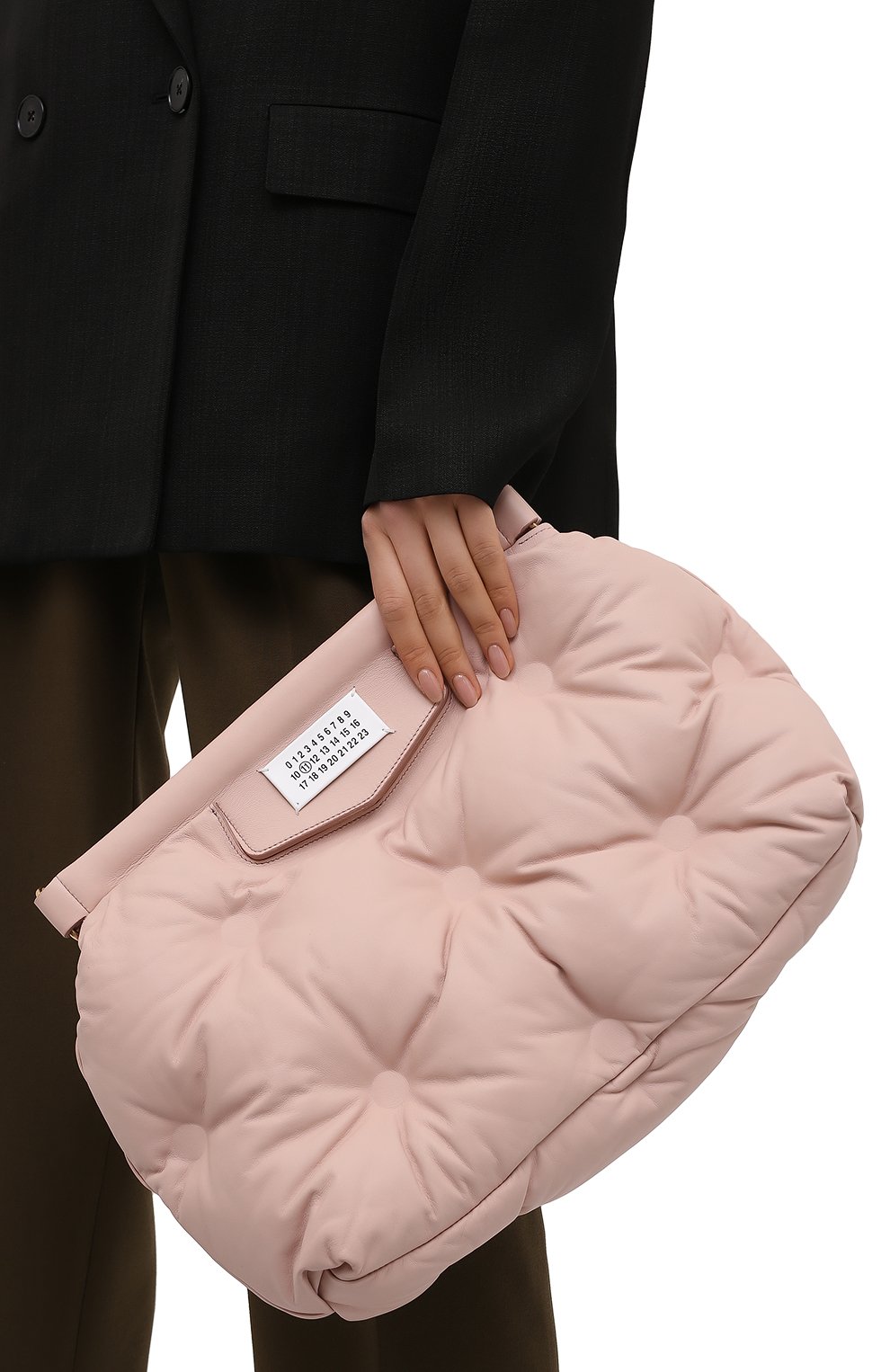 Женская сумка glam slam MAISON MARGIELA светло-розового цвета, арт. S61WG0034/PR818 | Фото 2 (Сумки-технические: Сумки через плечо; Материал: Натуральная кожа; Ремень/цепочка: На ремешке; Размер: large)