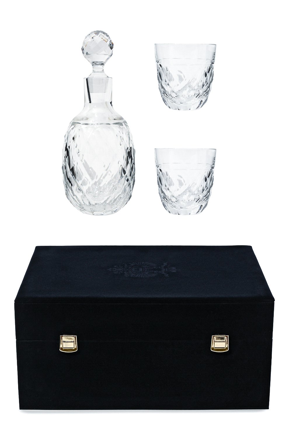 Набор из штофа и двух стаканов для виски arlekin TSAR прозрачного цвета, арт. 75154-2 | Фото 1 (Интерьер Кросс-КТ: Наборы; Ограничения доставки: fragile-2)