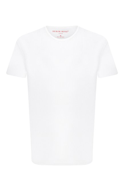 Мужская хлопковая футболка DEREK ROSE белого цвета, арт. 3052-RILE001 | Фото 1 (Длина (для топов): Стандартные; Рукава: Короткие; Материал внешний: Хлопок; Кросс-КТ: домашняя одежда; Мужское Кросс-КТ: Футболка-белье)