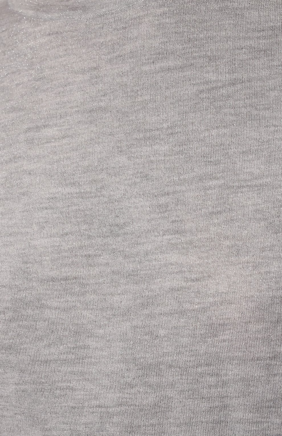 Женский пуловер из кашемира и шелка BRUNELLO CUCINELLI серого цвета, арт. 221M41810000 | Фото 5 (Материал внешний: Шерсть, Кашемир; Рукава: Короткие; Длина (для топов): Стандартные; Женское Кросс-КТ: Пуловер-одежда; Размерность: Маломерит; Стили: Кэжуэл)