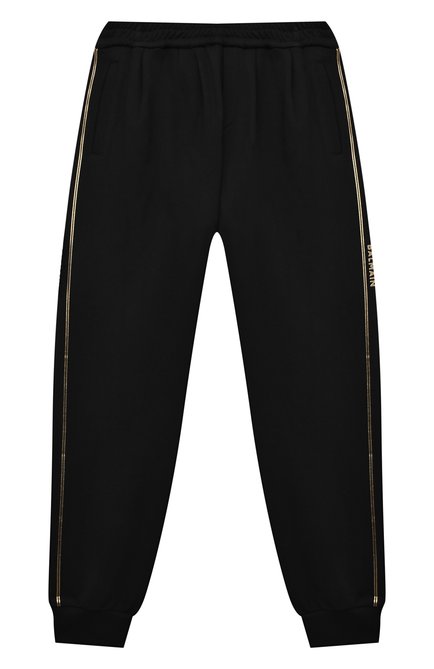 Детские хлопковые джоггеры BALMAIN черного цвета, арт. 6P6797 | Фото 1 (Материал внешний: Хлопок; Девочки Кросс-КТ: Джоггеры-одежда; Ростовка одежда: 10 - 11 лет | 140 - 146см, 12 лет | 152 см, 13 - 15 лет | 158 см, 16 лет | 164 см, 8 лет | 128 см)
