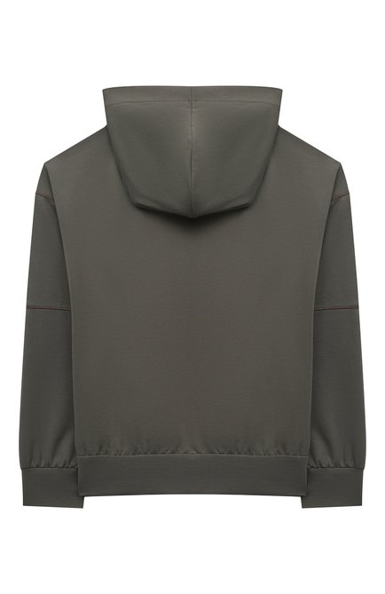 Детский хлопковая толстовка BRUNELLO CUCINELLI зеленого цвета, арт. BH827E232B | Фото 2 (Рукава: Длинные; Материал внешний: Хлопок; Девочки Кросс-КТ: Толстовка-одежда; Ростовка одежда: 10 - 11 лет | 140 - 146см, 8 лет | 128 см)