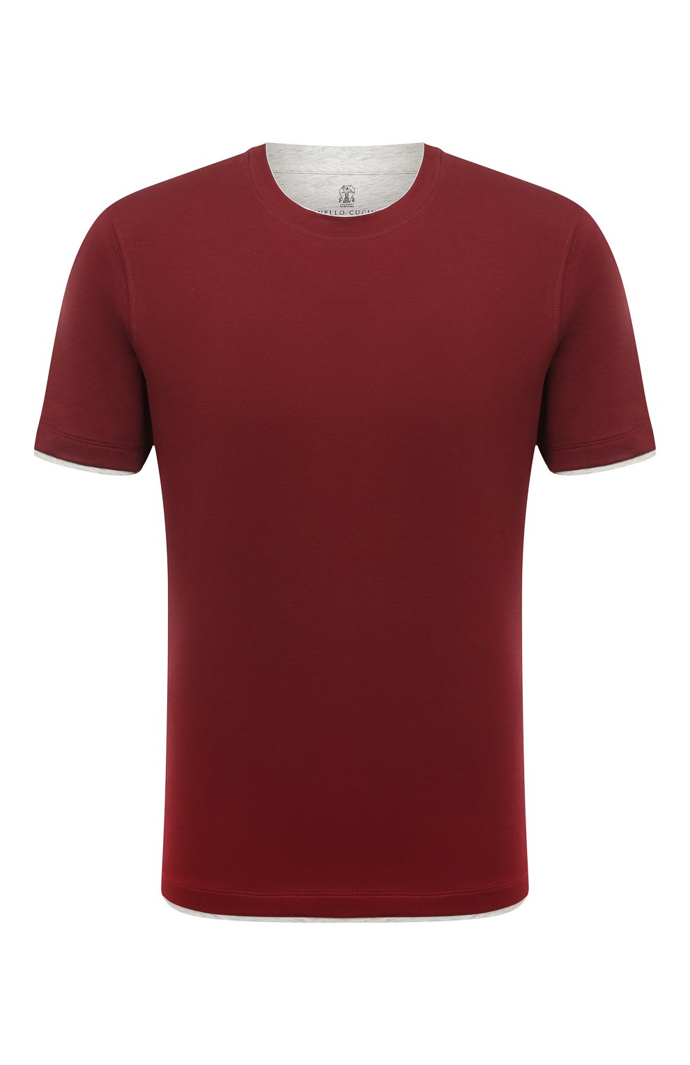 Мужская хлопковая футболка BRUNELLO CUCINELLI бордового цвета, арт. M0T617427 | Фото 1 (Принт: Без принта; Рукава: Короткие; Длина (для топов): Стандартные; Материал внешний: Хлопок; Стили: Кэжуэл)
