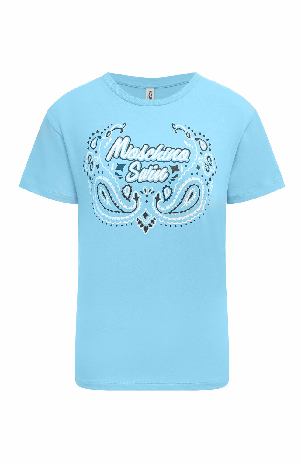 Хлопковая футболка Moschino голубого цвета