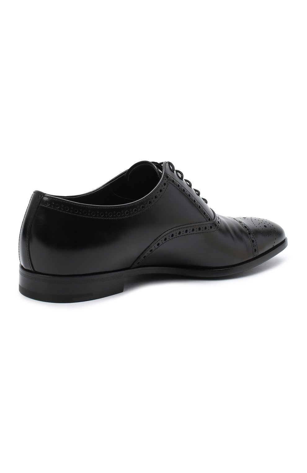 Мужские кожаные оксфорды PRADA черного цвета, арт. 2EB187-P39-F0002-X001 | Фото 4 (Материал внешний: Кожа; Мужское Кросс-КТ: Броги-обувь; Стили: Классический)