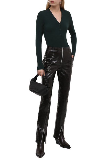 Женские кожаные ботильоны bv lean  BOTTEGA VENETA темно-коричневого цвета, арт. 639826/V01M0 | Фото 2 (Материал внутренний: Натуральная кожа; Каблук тип: Устойчивый; Материал внешний: Кожа; Материал утеплителя: Без утеплителя; Региональные ограничения белый список (Axapta Mercury): RU; Длина стельки: 25,5, 29, 25, 28,5, 26; толщина подошвы: 1; высота каблука: 7,8; ширина носка стельки: 7,6, 7,8, 8,2)
