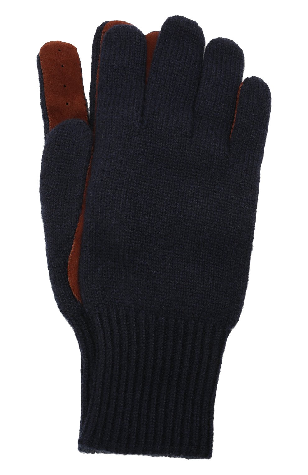Мужские комбинированные перчатки BRUNELLO CUCINELLI темно-синего цвета, арт. M2292118 | Фото 1 (Материал: Текстиль, Кашемир, Шерсть; Кросс-КТ: Трикотаж; Материал сплава: Проставлено; Нос: Не проставлено)