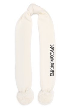 Детский шерстяной шарф EMPORIO ARMANI белого цвета, арт. 394357/1A402 | Фото 1 (Материал: Текстиль, Шерсть)