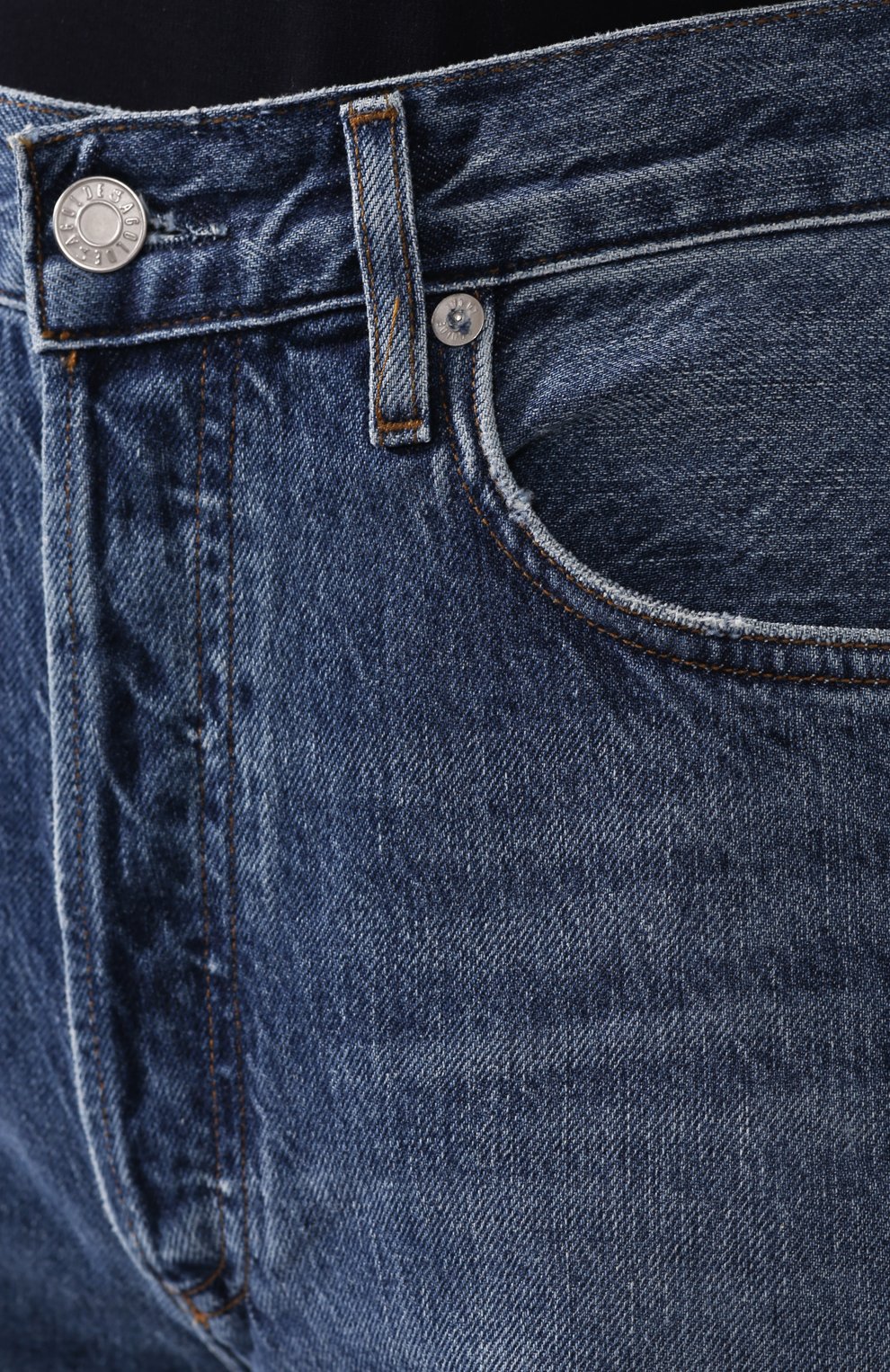 Женские джинсы AGOLDE синего цвета, арт. A117C-1139 | Фото 5 (Силуэт Ж (брюки и джинсы): Широкие, Бойфренды; Кросс-КТ: Деним; Длина (брюки, джинсы): Стандартные, Укороченные; Материал внешний: Хлопок; Детали: Потертости)