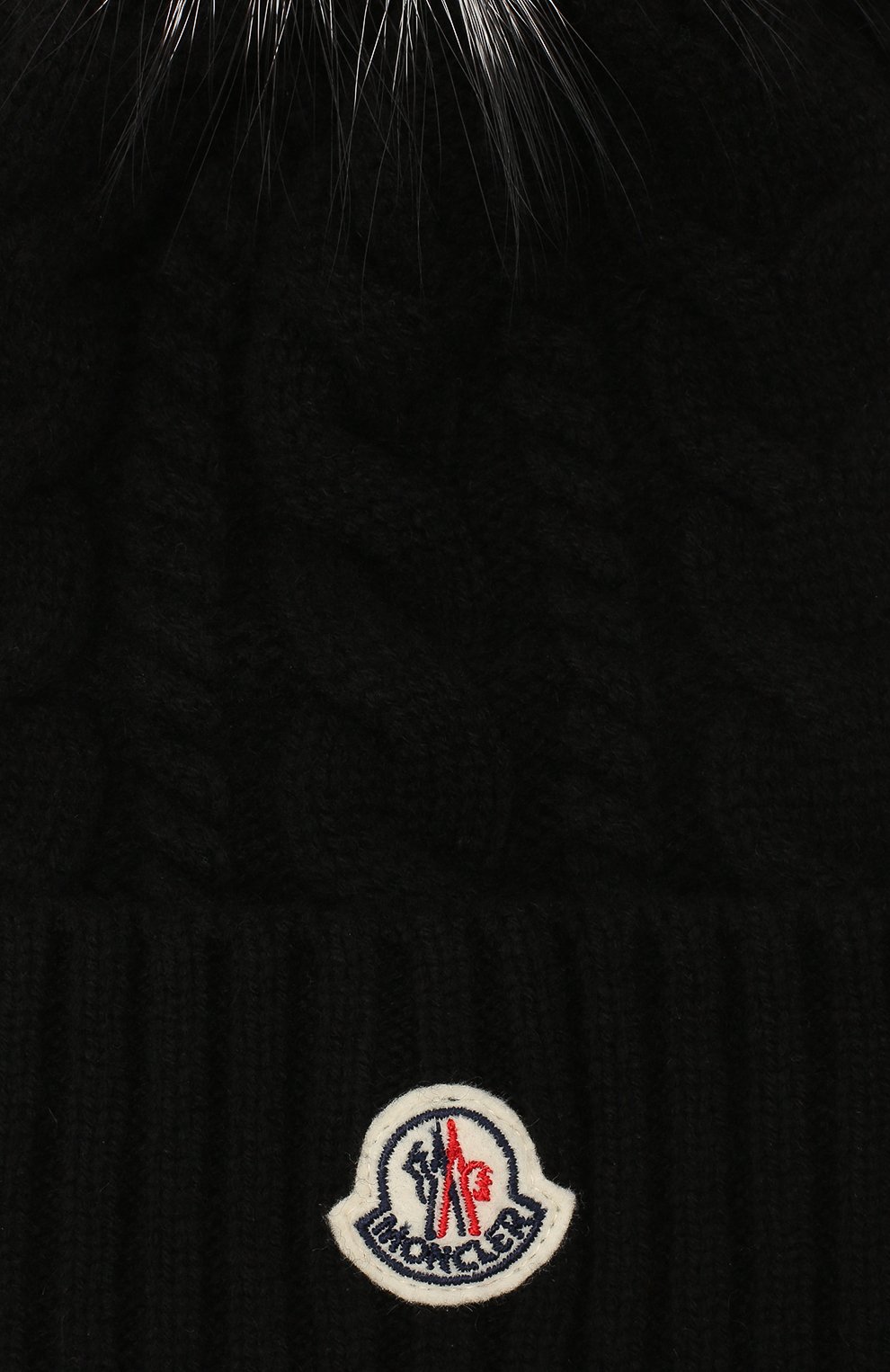 Женская шерстяная шапка MONCLER черного цвета, арт. F2-093-9Z703-01-A9328 | Фото 3 (Материал: Текстиль, Кашемир, Шерсть)