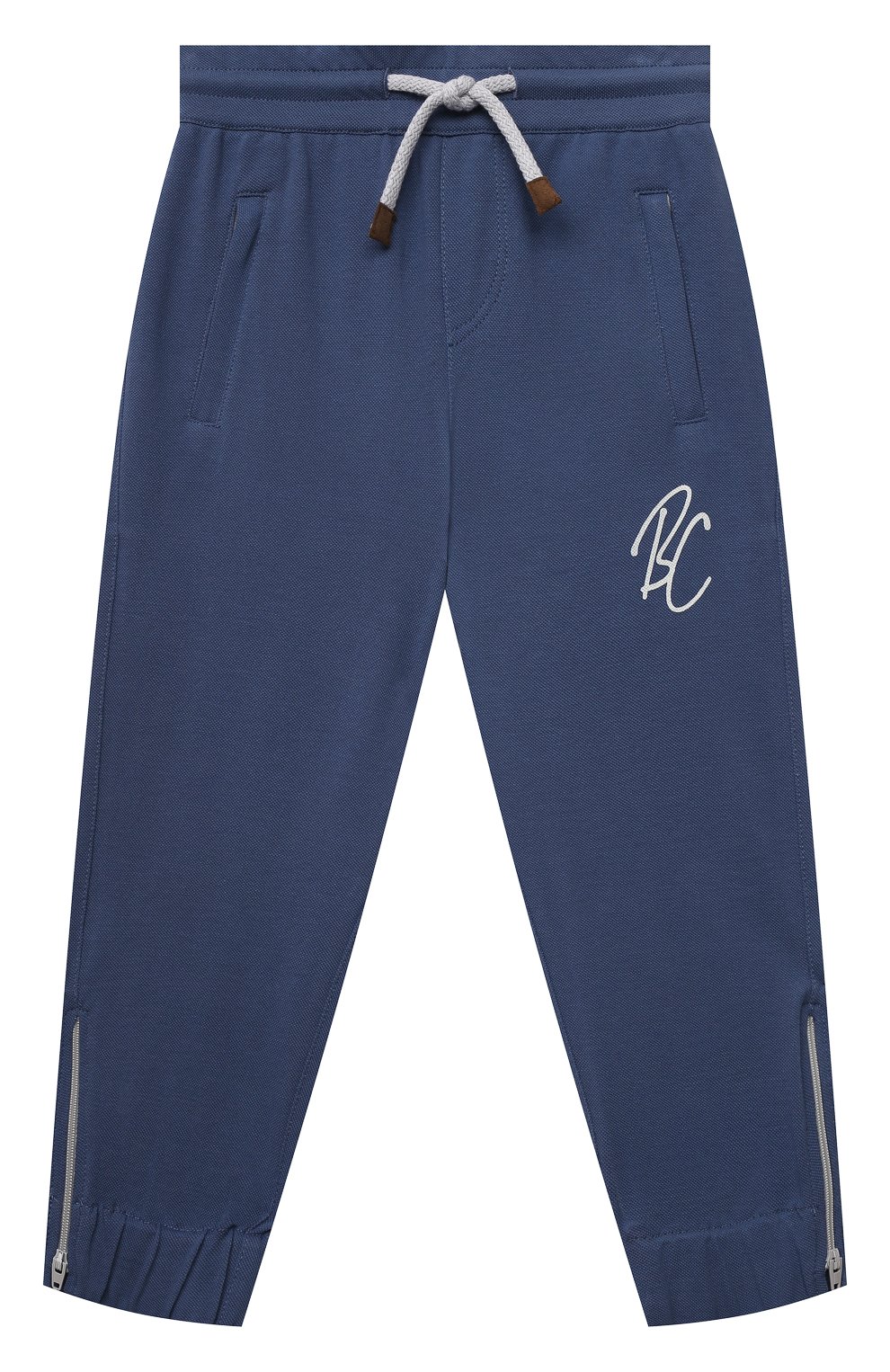 Детские хлопковые брюки BRUNELLO CUCINELLI синего цвета, арт. B0T63E322A | Фото 1 (Случай: Повседневный; Материал внешний: Хлопок; Ростовка одежда: 4 года | 104 см, 6 лет | 116 см)