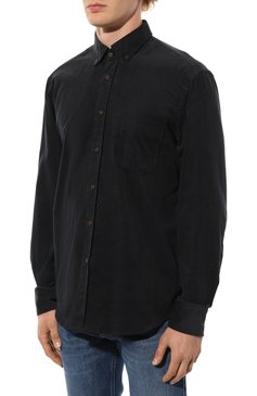 Мужская хлопковая рубашка VAN LAACK черного цвета, арт. R0Y-TFK/150271 | Фото 3 (Манжеты: На пуговицах; Воротник: Button down; Рукава: Длинные; Рубашки М: Regular Fit; Случай: Повседневный; Длина (для топов): Стандартные; Материал сплава: Проставлено; Материал внешний: Хлопок; Принт: Однотонные; Драгоценные камни: Проставлено; Стил и: Кэжуэл)