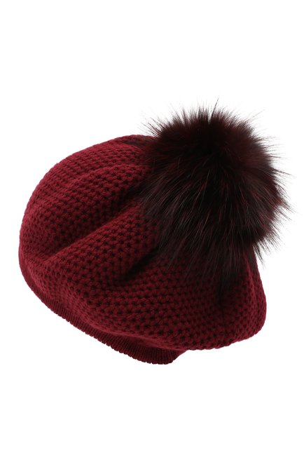 Женская кашемировая шапка INVERNI бордового цвета, арт. 4732CMG1 | Фото 2 (Материал: Шерсть, Кашемир, Текстиль)