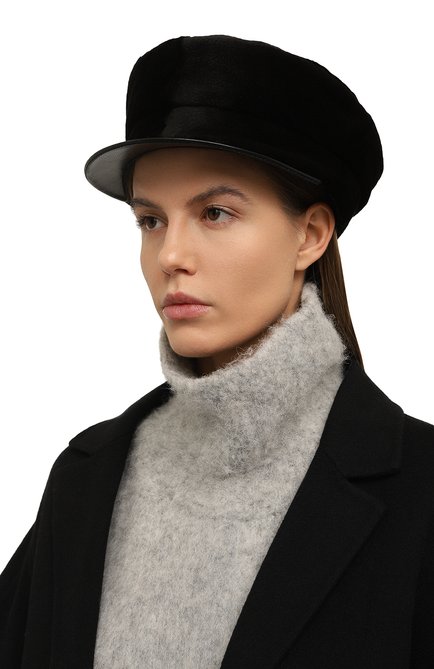 Женская кепка из меха норки KUSSENKOVV темно-коричневого цвета, арт. 120218504426 | Фото 2 (Материал: Натуральный мех)