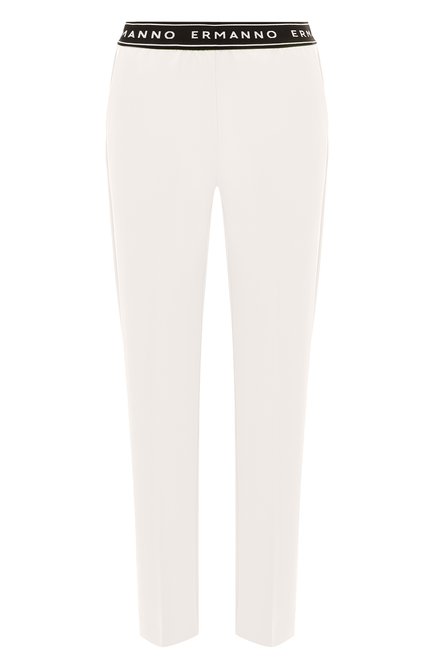 Женские брюки ERMANNO FIRENZE белого цвета, арт. D42EP042 | Фото 1 (Материал сплава: Проставлено; Материал внешний: Синтетический материал; Драгоценные камни: Проставлено; Длина (брюки, джинсы): Стандартные)