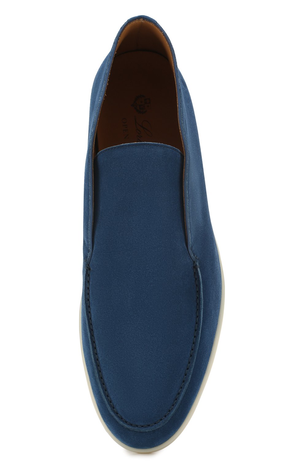 Мужские замшевые ботинки open walk LORO PIANA темно-синего цвета, арт. FAB4368 | Фото 5 (Мужское Кросс-КТ: Ботинки-обувь; Материал внутренний: Натуральная кожа; Материал утеплителя: Без утеплителя; Подошва: Плоская; Материал внешний: Замша)