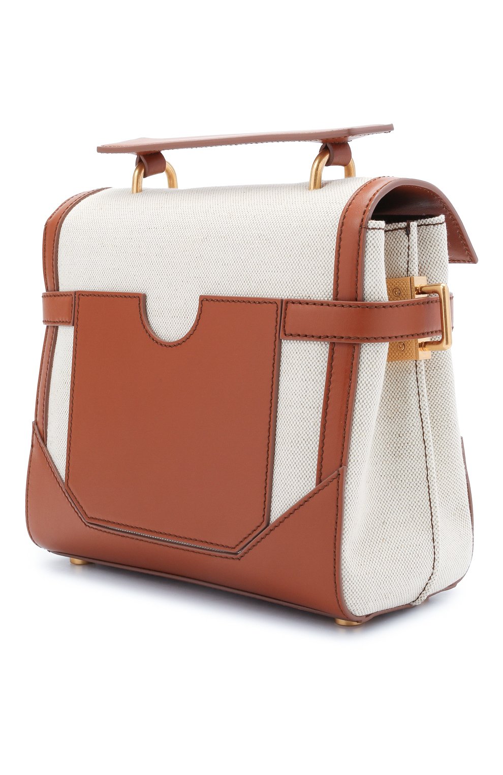 Женская сумка bbuzz 23 BALMAIN коричневого цвета, арт. VN0DB530/TCFN | Фото 3 (Сумки-технические: Сумки через плечо, Сумки top-handle; Ремень/цепочка: На ремешке; Материал: Текстиль; Размер: small)