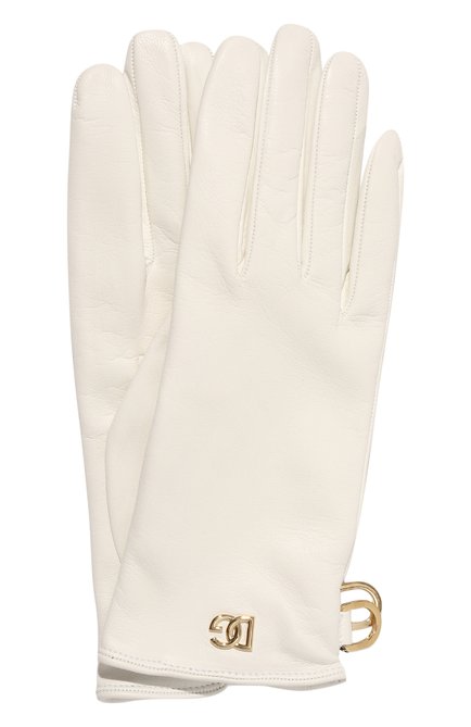 Женские кожаные перчатки DOLCE & GABBANA белого цвета, арт. BF0189/AQ630 | Фото 1 (Материал: Натуральная кожа)