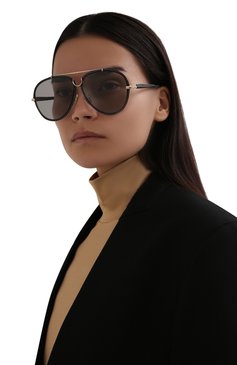 Женские солнцезащитные очки CHLOÉ черного цвета, арт. CH0080S | Фото 2 (Тип очков: С/з; Оптика Гендер: оптика-женское; Очки форма: Авиаторы)