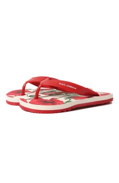 Детский шлепанцы DOLCE & GABBANA красного цвета, арт. D11161/AR821/24-28 | Фото 1 (Материал внутренний: Текстиль; Материал внешний: Пластик, Резина)