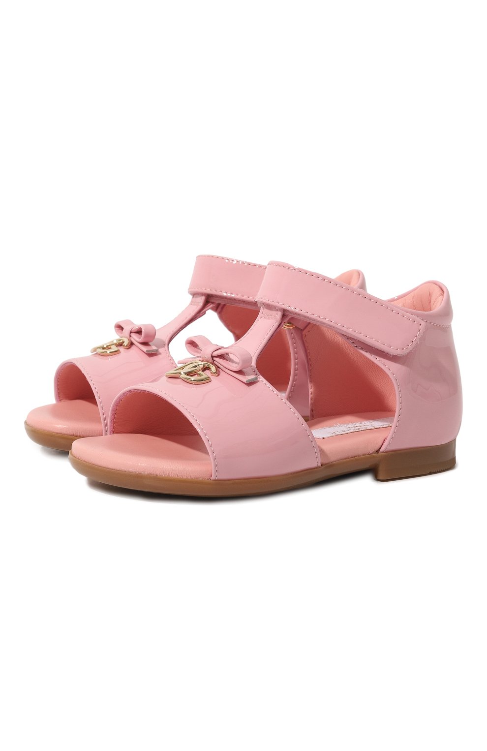 Детские кожаные сандалии DOLCE & GABBANA розового цвета, арт. D20082/A1328 | Фото 1 (Материал внутренний: Натуральная кожа)