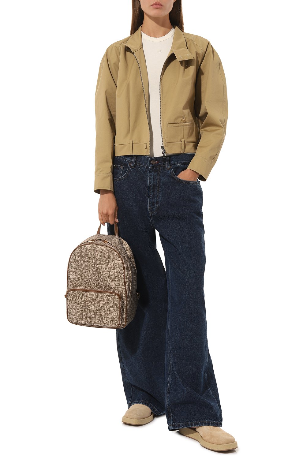 Женский рюкзак portrait medium BORBONESE бежевого цвета, арт. 933028 | Фото 7 (Материал: Текстиль; Стили: Кэжуэл)