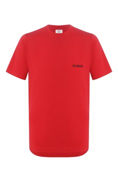 Мужская хлопковая футболка VETEMENTS красного цвета, арт. UAH21TR501 1600/M | Фото 1 (Рукава: Короткие; Длина (для топов): Стандартные; Стили: Гранж; Принт: С принтом; Мужское Кросс-КТ: Футболка-одежда; Материал внешний: Хлопок)