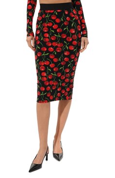 Женская юбка DOLCE & GABBANA черного цвета, арт. F4CQDT/FSG54 | Фото 3 (Стили: Гламурный; Женское Кросс-КТ: Юбка-карандаш, Юбка-одежда; Материал внешний: Синтетический материал; Материал сплава: Проставлено; Длина Ж (юбки, платья, шорты): Миди; Драгоценные камни: Проставлено)