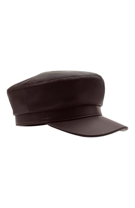 Женская кожаная кепка YVES SALOMON темно-коричневого цвета, арт. 22WAA002XXAPXX | Фото 1 (Материал: Натуральная кожа)