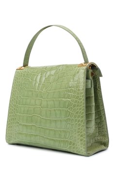 Женская сумка my rockstud из кожи крокодила VALENTINO зеленого цвета, арт. KW2B0977/C0D | Фото 3 (Сумки-технические: Сумки через плечо, Сумки top-handle; Материал: Экзотическая кожа; Размер: medium; Ремень/цепочка: На ремешке)