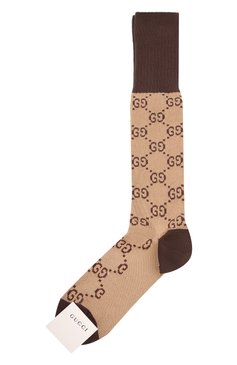 Мужские хлопковые гольфы GUCCI коричневого цвета, арт. 471093/4G592 | Фото 1 (Кросс-КТ: бельё; Материал внешний: Хлопок; Статус проверки: Проверена категория)