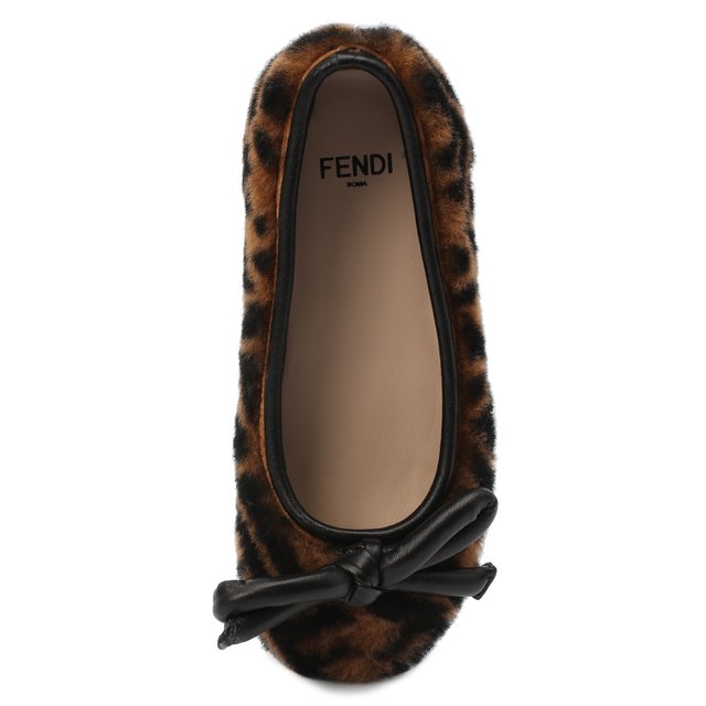 Кожаные балетки с меховой отделкой Fendi JFR314/AD7M/27-31 Фото 4