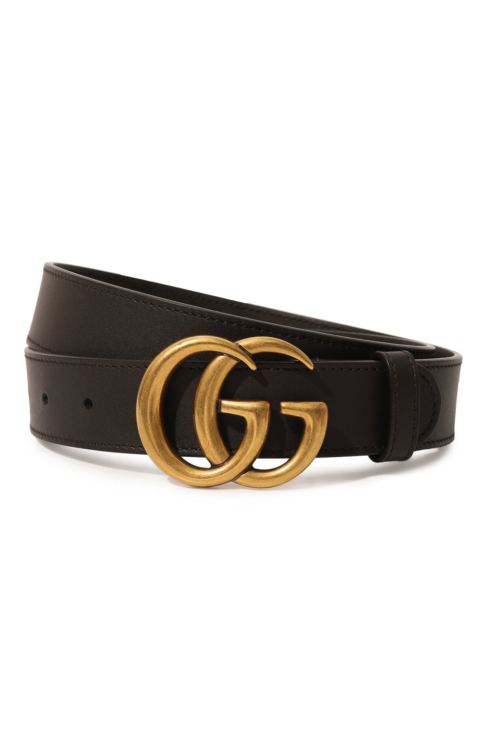Мужской кожаный ремень GUCCI темно-коричневого цвета, арт. 414516 AP00T | Фото 1 (Случай: Повседневный; Материал: Натуральная кожа)