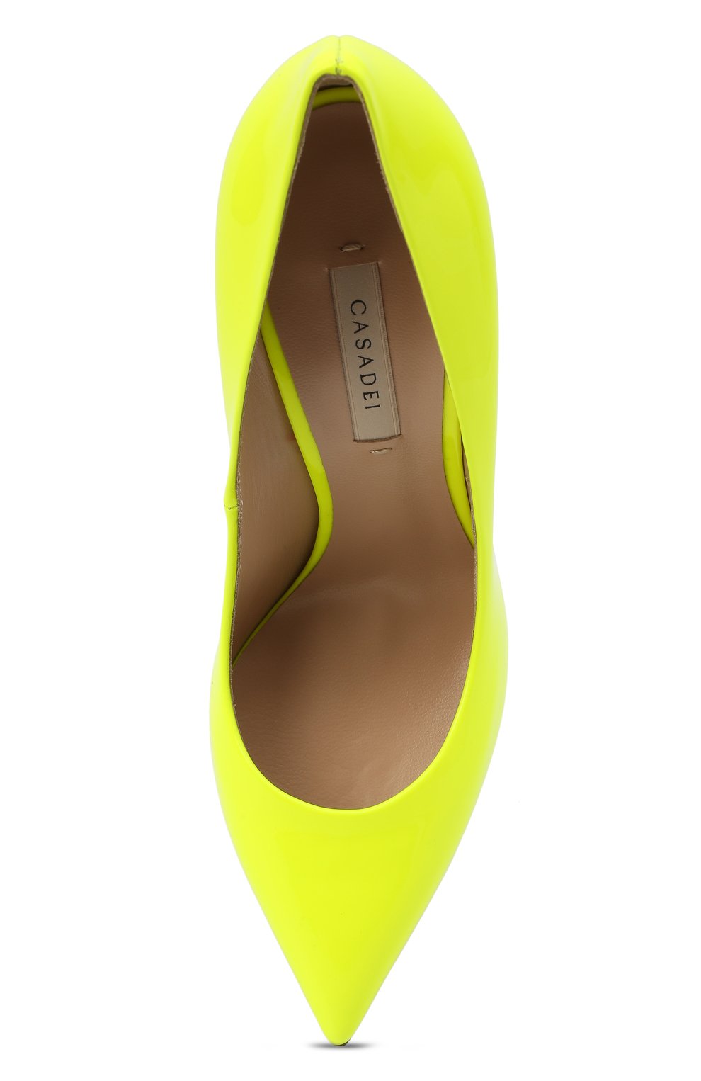 Женские кожаные туфли blade 100 CASADEI желтого цвета, арт. 1F161D100TFLU001303 | Фото 5 (Каблук высота: Высокий; Материал внутренний: Натуральная кожа; Каблук тип: Шпилька; Подошва: Плоская)