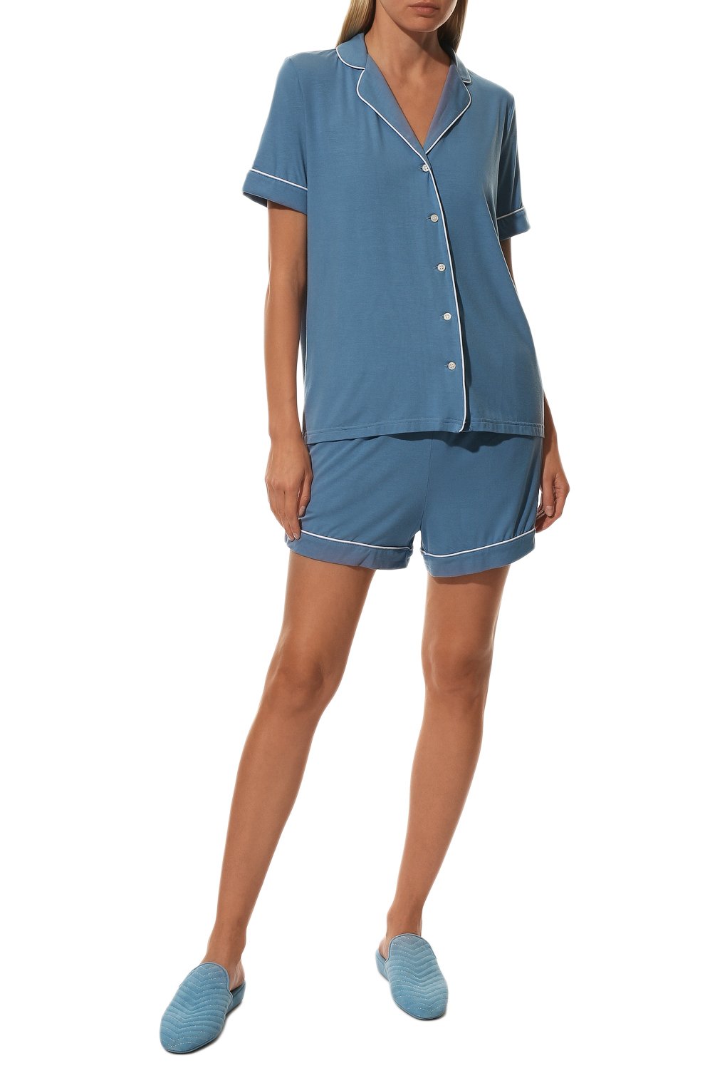 Женская пижама DEREK ROSE голубого цвета, арт. 2036-LARA003 | Фото 2 (Материал внешний: Синтетический материал)