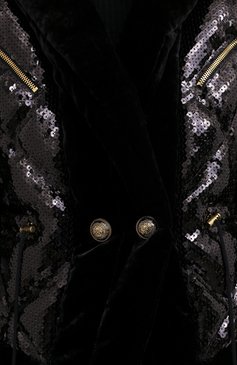 Женская куртка с пайетками BALMAIN черного цвета, арт. UF19502/X284 | Фото 5 (Кросс-КТ: Куртка; Рукава: Длинные; Стили: Гламурный; Женское Кросс-КТ: Пуховик-куртка; Региональные ограничения белый список (Axapta Mercury): Не проставлено; Материал внешний: Синтетический материал; Материал сплава: Проставлено; Материал подклада: Синтетический материал; Драгоценные камни: Проставлено; Длина (верхняя одежда): Короткие)