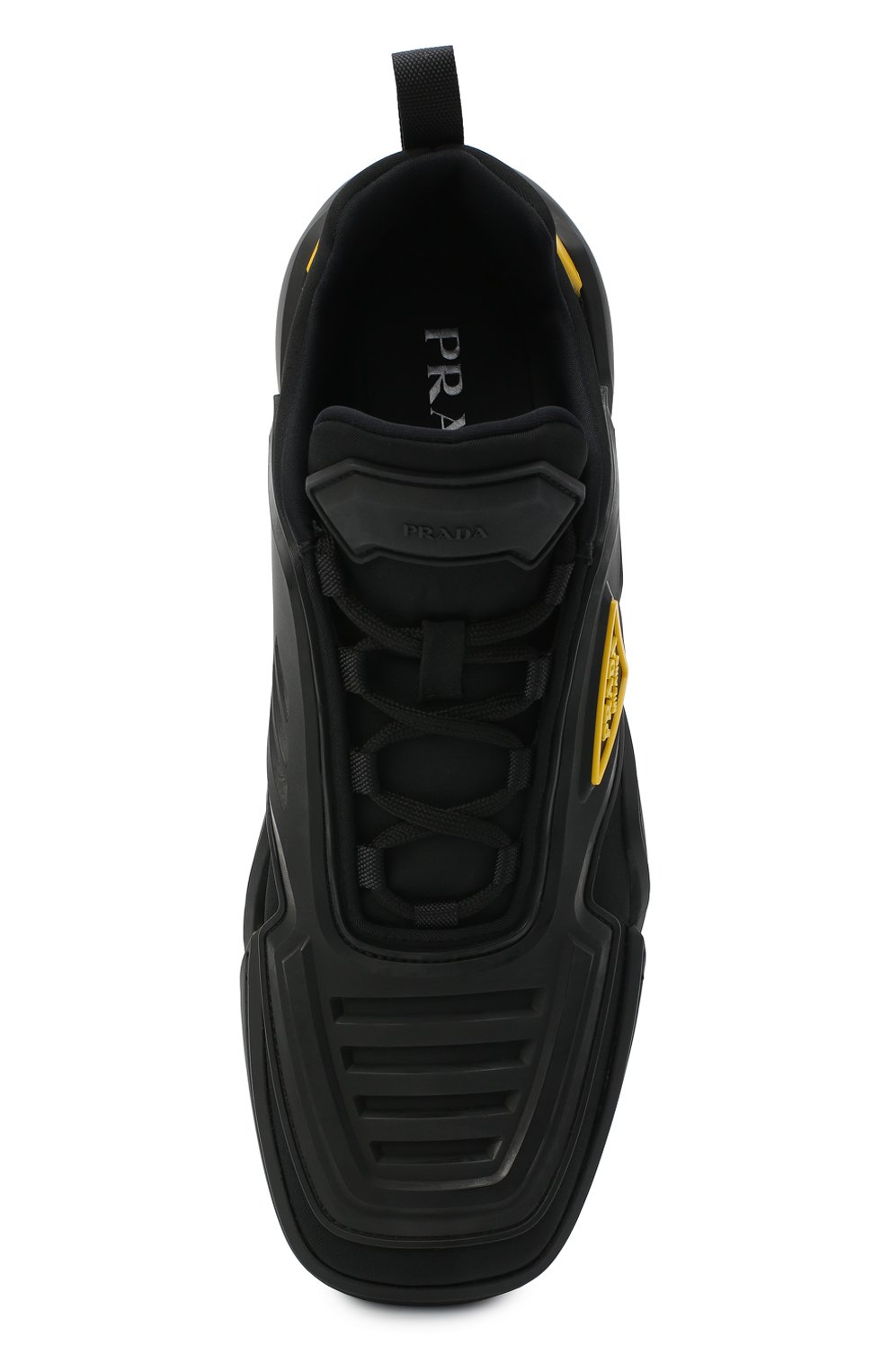 Мужские кроссовки tecno stretch PRADA черного цвета, арт. 2EG314-3LCW-F00ZH | Фото 5 (Материал внешний: Текстиль; Стили: Гранж; Материал утеплителя: Без утеплителя; Подошва: Массивная)