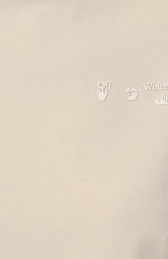 Женская хлопковая футболка OFF-WHITE бежевого цвета, арт. OWAA089F22JER0010901 | Фото 5 (Принт: Без принта; Рукава: Короткие; Длина (для топов): Стандартные; Материал внешний: Хлопок; Женское Кросс-КТ: Футболка-одежда; Стили: Кэжуэл)