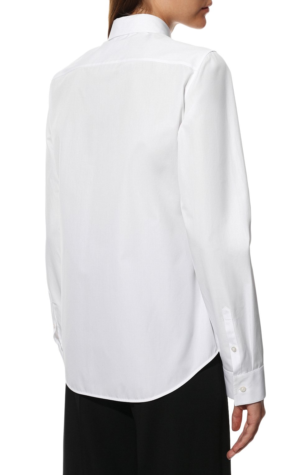 Женская хлопковая рубашка JIL SANDER белого цвета, арт. JSXU600005-WU245500 | Фото 4 (Рукава: Длинные; Принт: Без принта; Женское Кросс-КТ: Рубашка-одежда; Длина (для топов): Стандартные; Региональные ограничения белый список (Axapta Mercury): RU; Материал внешний: Хлопок; Стили: Классический, Минимализм)