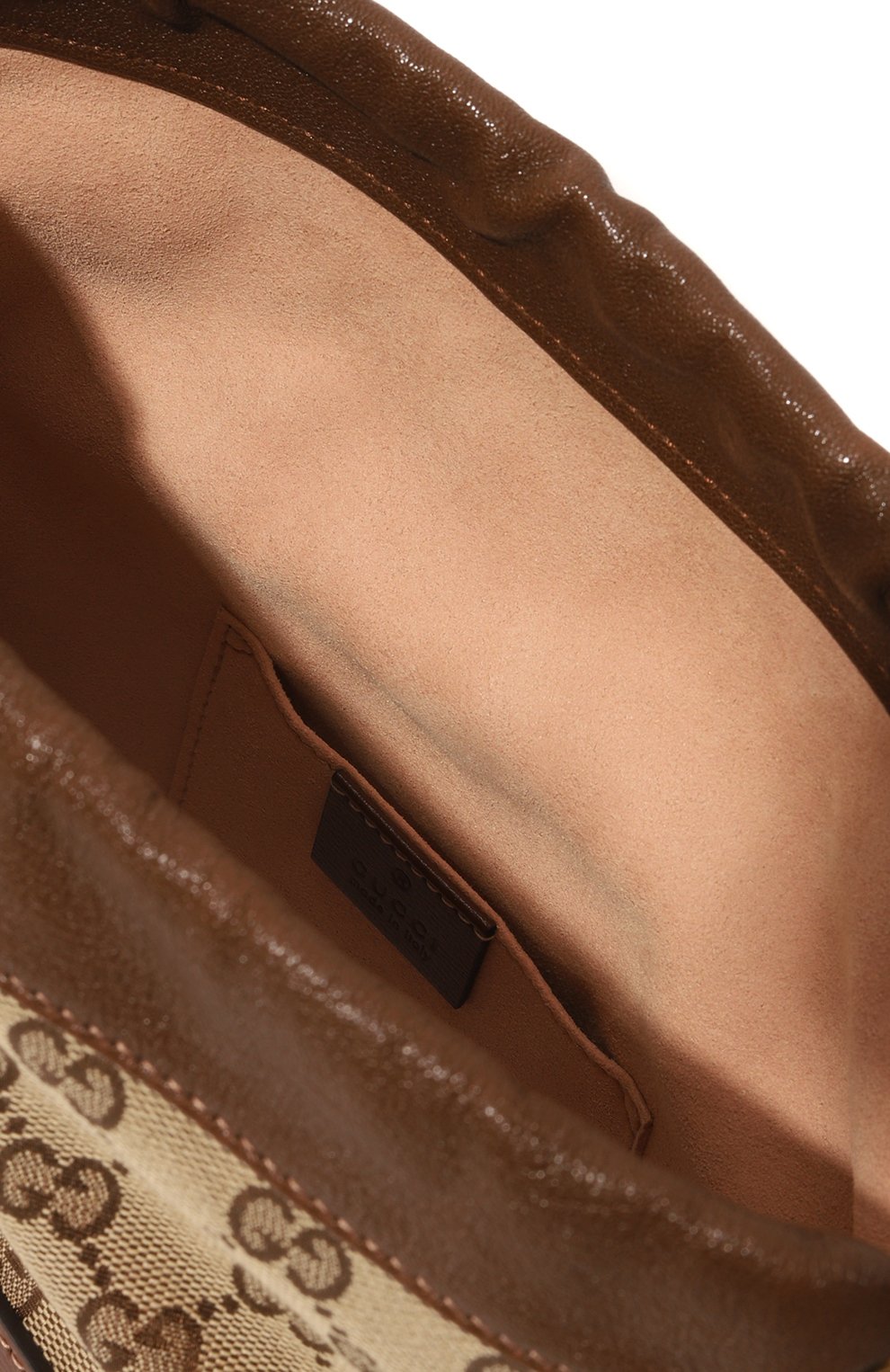 Женская сумка horsebit 1955 GUCCI коричневого цвета, арт. 602118 1DBUG | Фото 5 (Сумки-технические: Сумки через плечо; Размер: medium; Материал: Натуральная кожа; Ремень/цепочка: На ремешке)