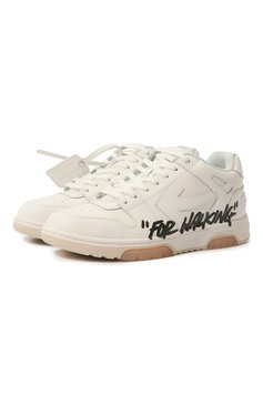 Мужские кожаные кеды out of office OFF-WHITE белого цвета, арт. OMIA189C99LEA0050110 | Фото 1 (Стили: Классический; Материал утеплителя: Без утеплителя; Материал внутренний: Текстиль; Подошва: Массивная)