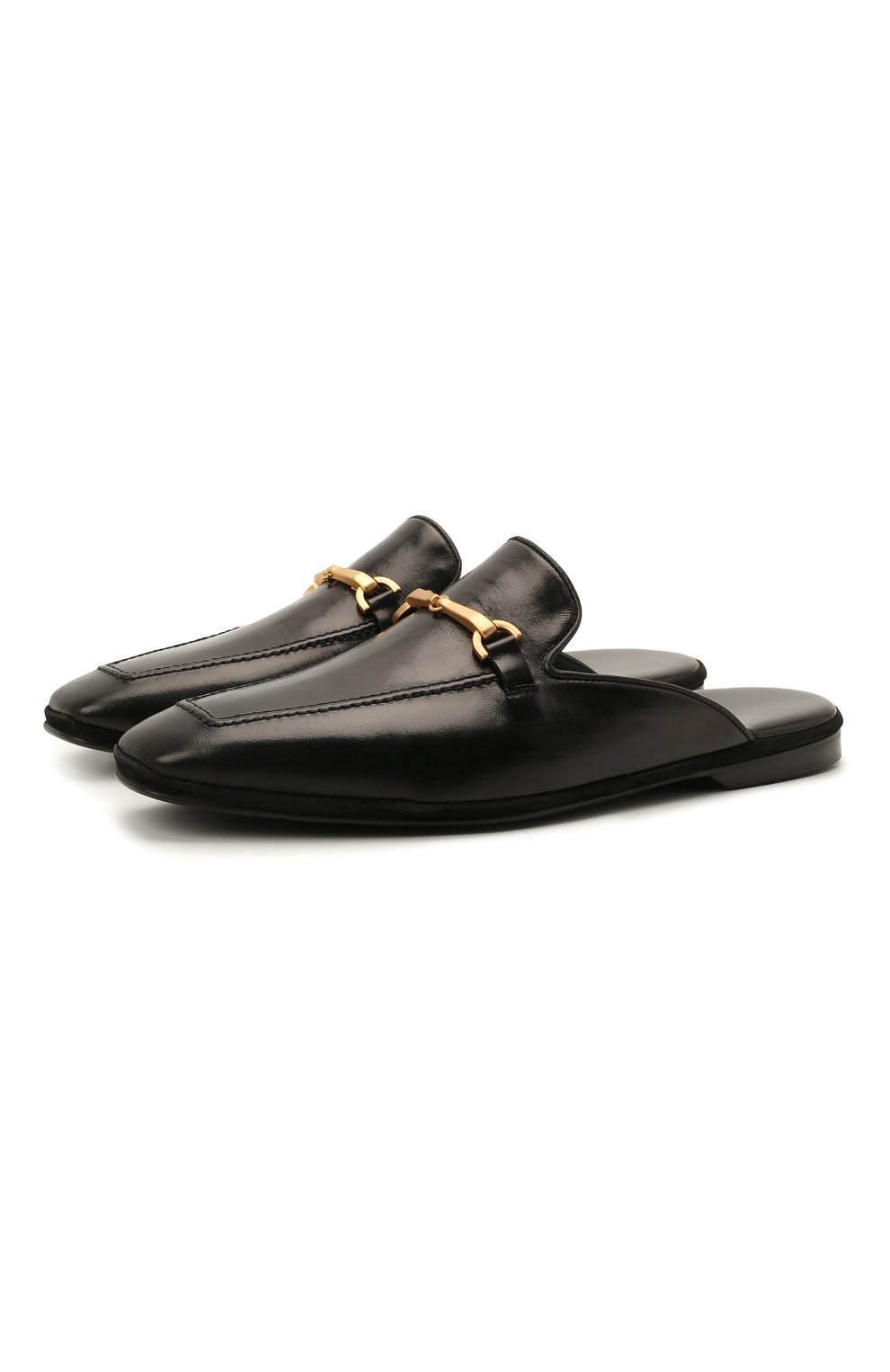 Мужского кожаные домашние туфли FARFALLA черного цвета, арт. D4XAM | Фото 1 (Материал внутренний: Натуральная кожа; Мужское Кросс-КТ: тапочки-обувь)