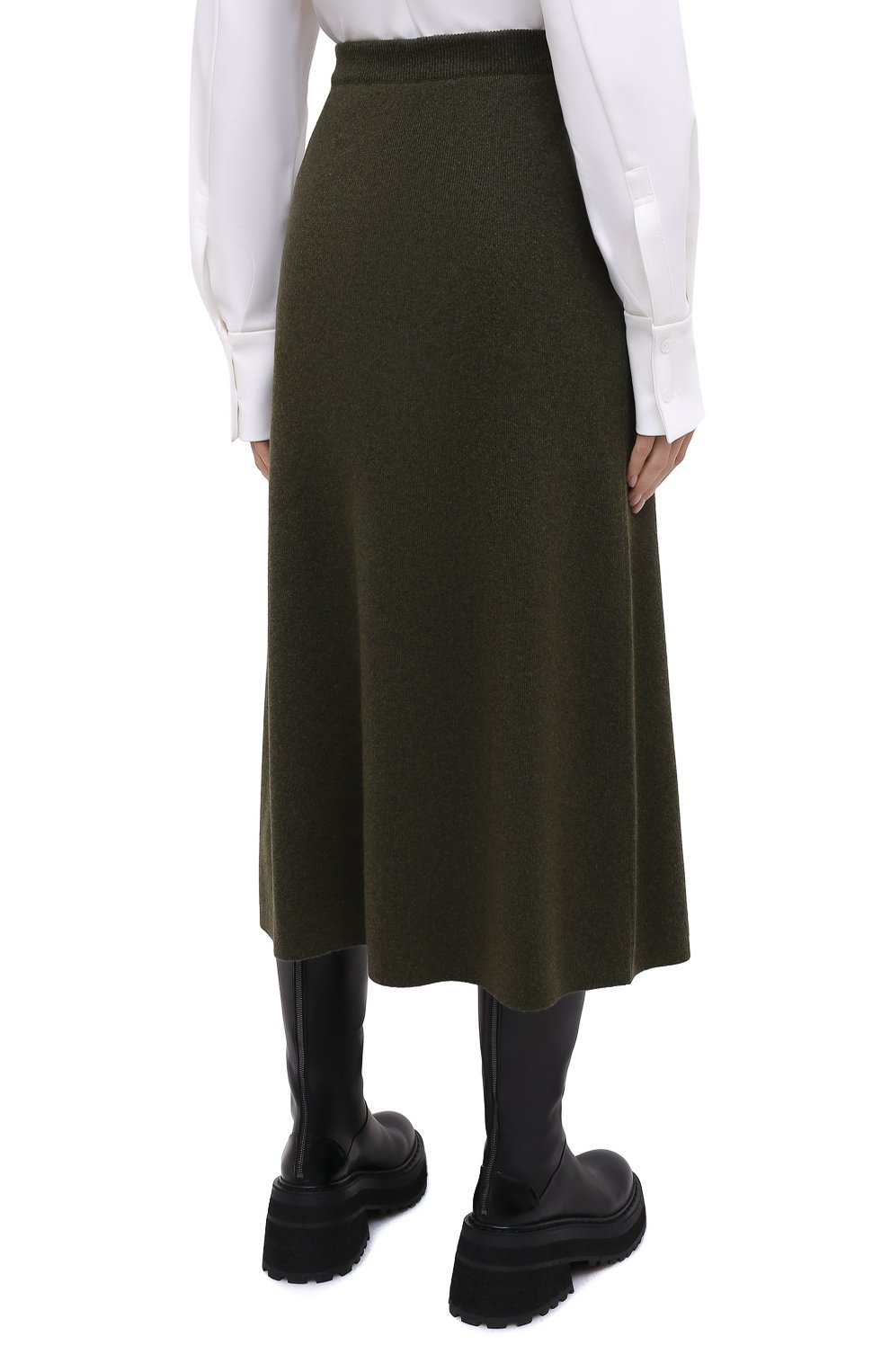 Женская кашемировая юбка LORO PIANA зеленого цвета, арт. FAI8078 | Фото 4 (Материал внешний: Шерсть, Кашемир; Региональные ограничения белый список (Axapta Mercury): RU; Кросс-КТ: Трикотаж; Женское Кросс-КТ: Юбка-одежда; Длина Ж (юбки, платья, шорты): Миди; Стили: Кэжуэл)