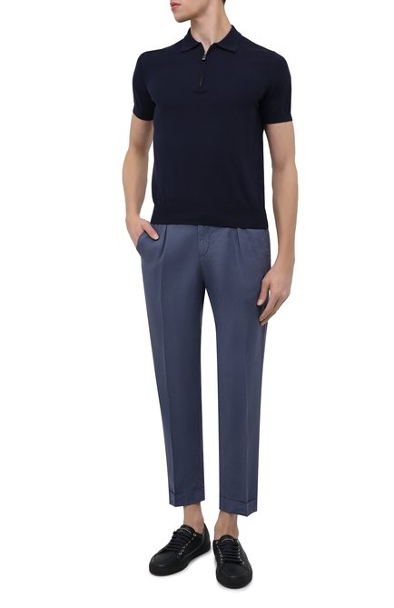 Мужские брюки KITON синего цвета, арт. UFP1LACJ0776A | Фото 2 (Материал внешний: Лиоцелл, Растительное волокно; Длина (брюки, джинсы): Стандартные; Случай: Повседневный; Стили: Кэжуэл)