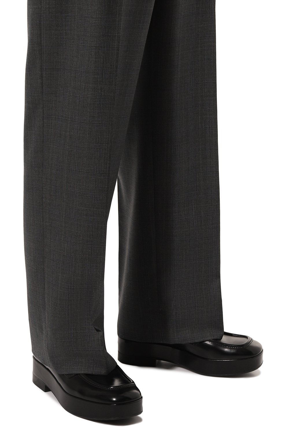 Мужские кожаные лоферы PRADA черного цвета, арт. 2DG118-LVN-F0002-X021 | Фото 3 (Стили: Кэжуэл)