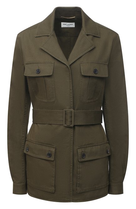 Женская хлопковая куртка SAINT LAURENT хаки цвета по цене 156500 руб., арт. 506647/Y153W | Фото 1